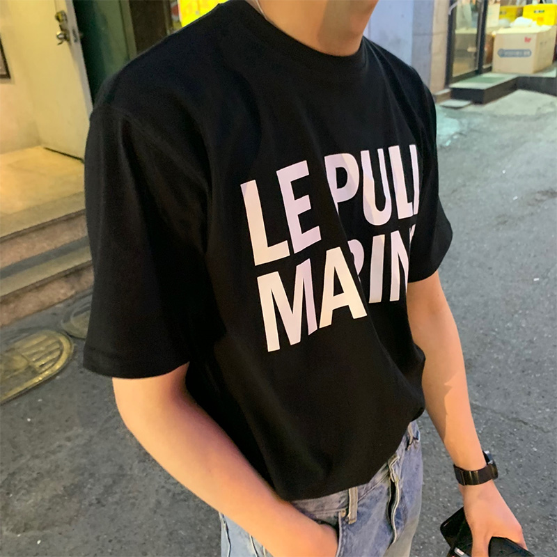 韩版潮流印花t恤男宽松字母短袖夏季新款圆领休闲百搭半袖体恤衫