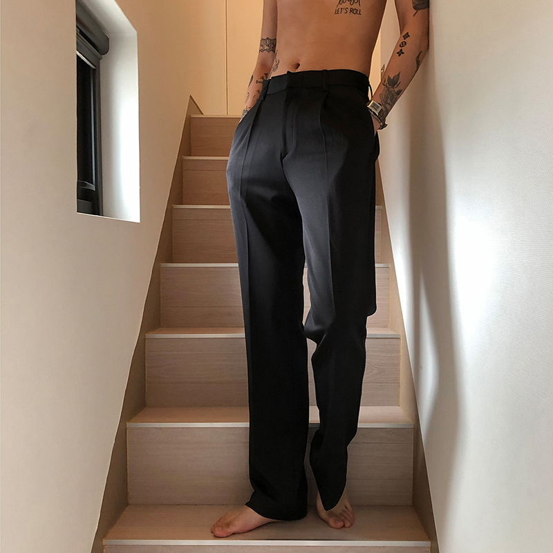 坠感西裤男阔腿直筒宽松夏季裤子韩版潮流休闲长裤垂感拖地西装裤