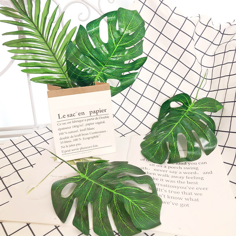 网红ins龟背叶假树叶树叶绿绿色仿真叶子创意节日装扮用品