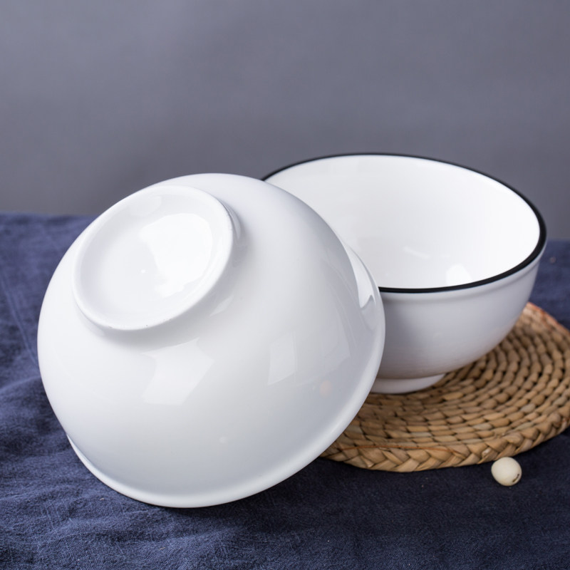 陶瓷碗创意饭碗个性家用北欧餐具碗碟套装景德镇黑线单个米饭小碗