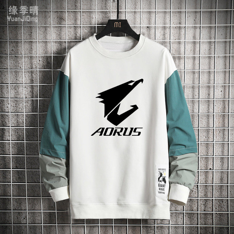 衣服技嘉大雕aorus圆领男士休闲个性长袖春季t恤