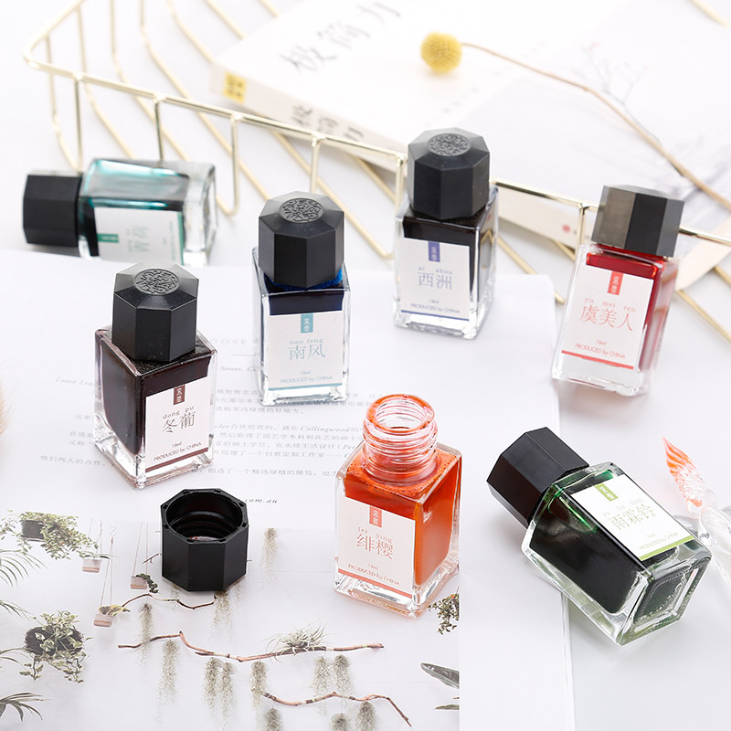 彩色彩墨墨水钢笔水手手帐diy堵墨调不可自笔用墨水