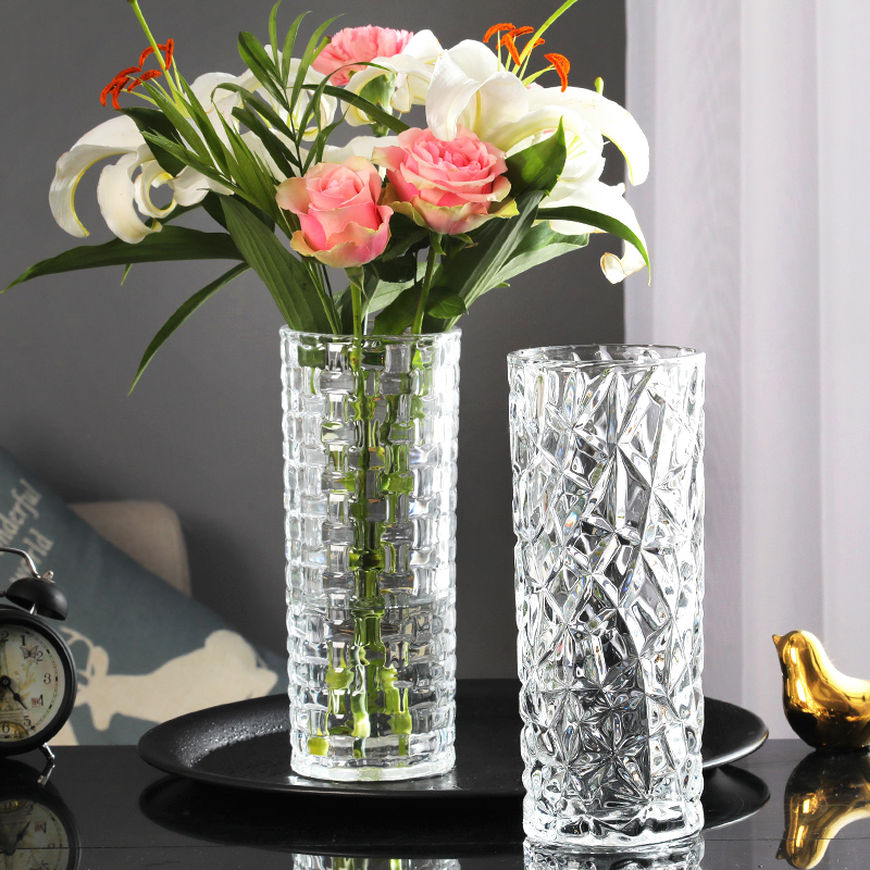 花瓶大号加厚欧式玻璃透明明水富贵竹百合百合花花瓶