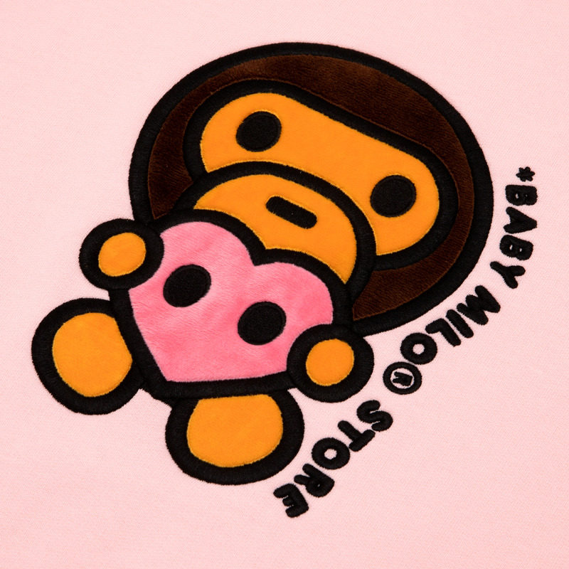 babymilostore秋冬小猴爱心印花宽松短款厚款卫衣