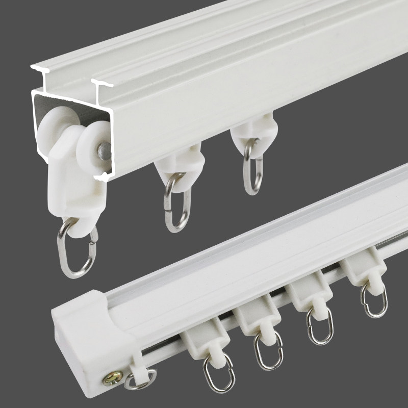 窗帘轨道铝合金双轨单轨道滑轨滑轮导轨支架顶装窗帘轨道