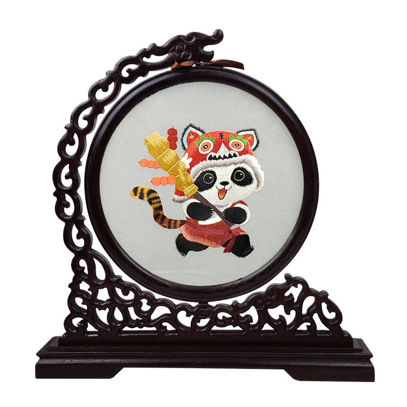 大熊猫蜀绣双面卡通手工刺绣中国民俗刺绣