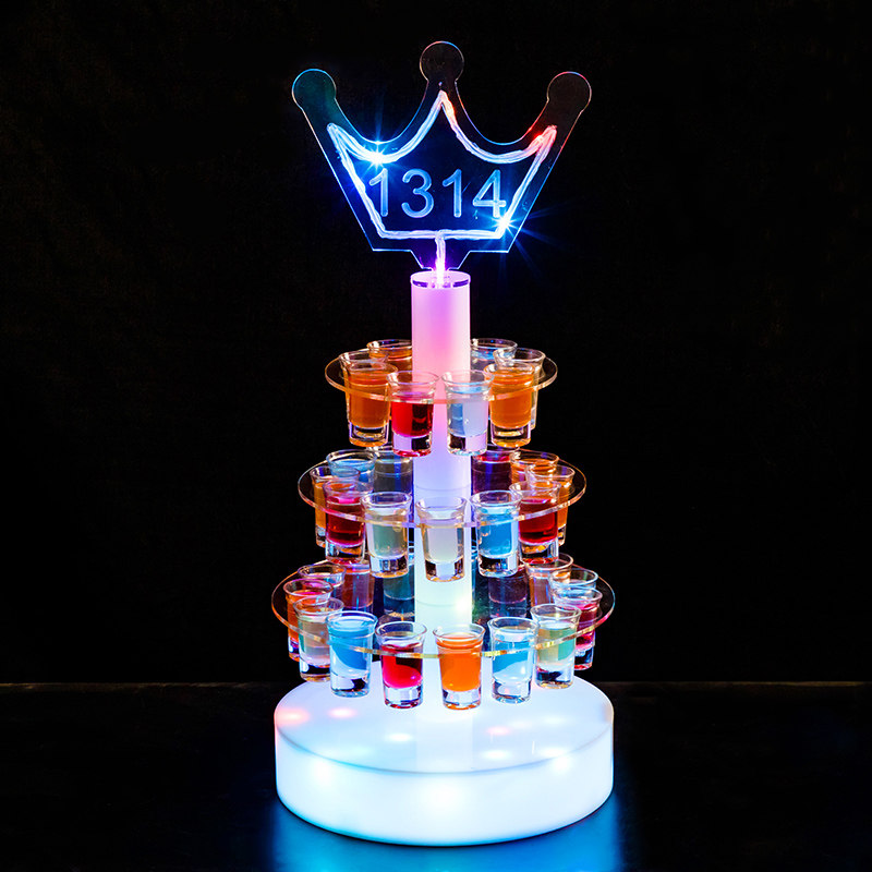 led发光杯架创意酒吧用品鸡尾酒杯架红酒洋酒香槟塔多层子弹杯架