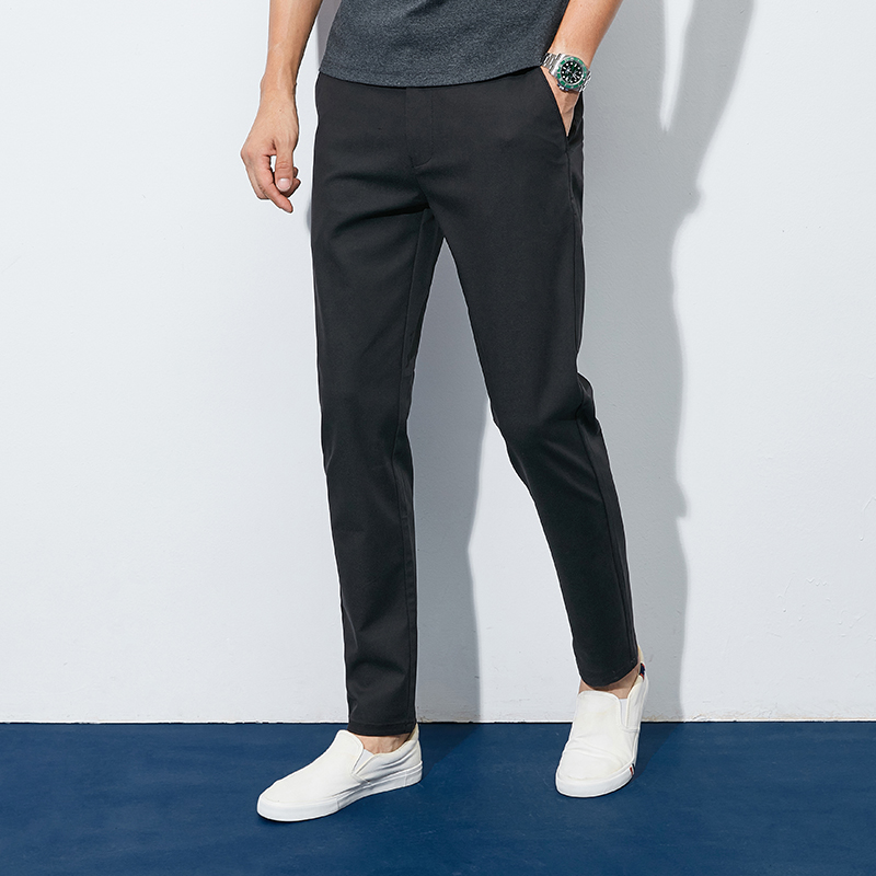 休闲裤男长裤2022春季新款修身小脚时尚商务裤子男四季抗皱锥形裤