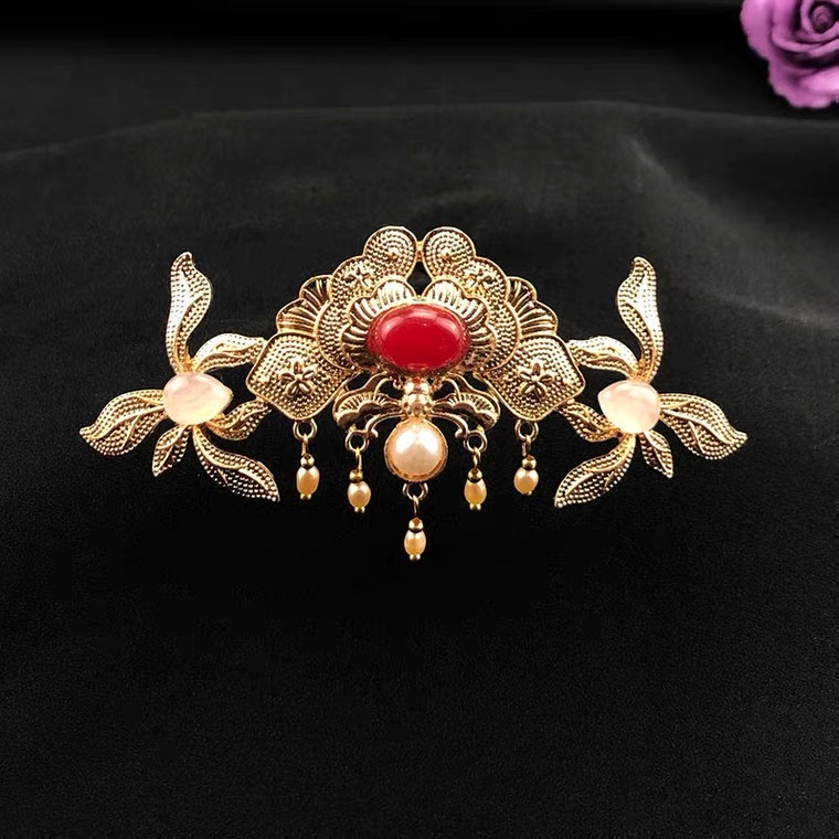 复原原款唐风坦领发发饰汉唐发冠古风风发钗发发饰