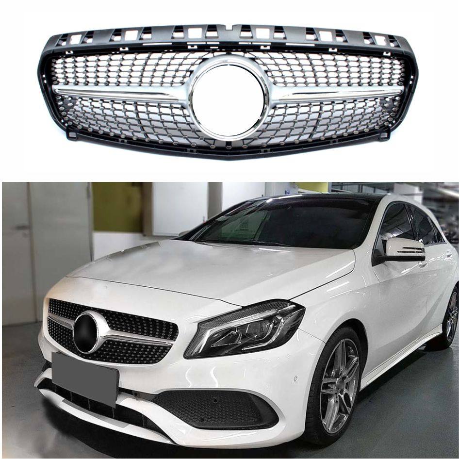 适合奔驰中网gla180l改装a220l格栅w177a35黑色amg中网