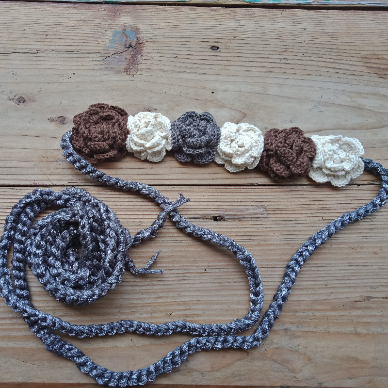 腰带钩针手工编织花朵手钩百搭简约腰带