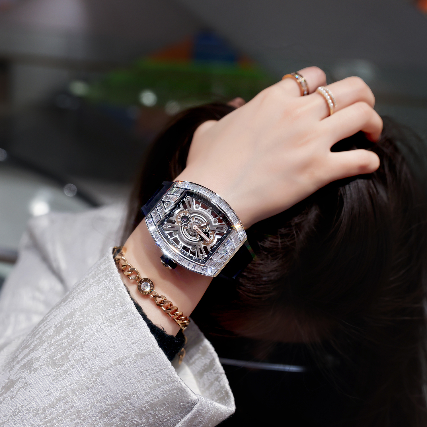 强森理查德手表女高级感男士十大品牌机械表男表满天星名牌正品表