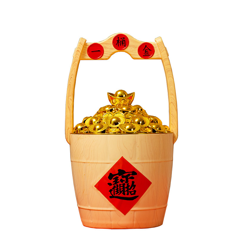 一桶金元宝桌面摆件新年装饰乔迁送礼店铺场景布置春节过年用品