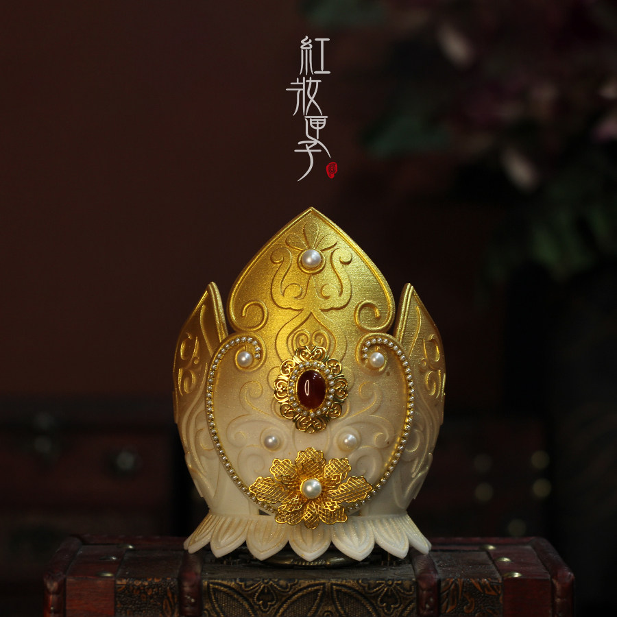 红妆匣子原创宋制女冠莲花冠3d打印古风发饰发饰