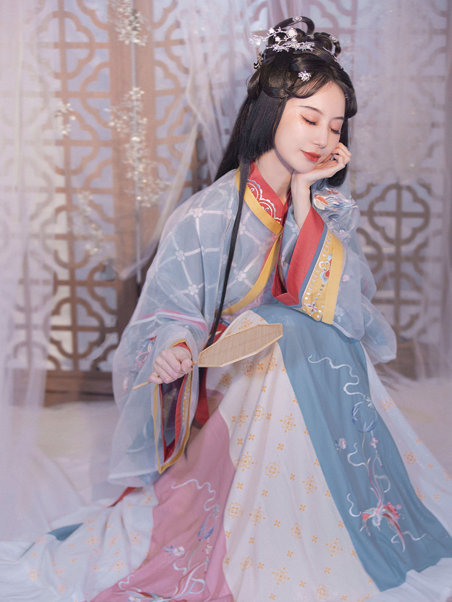 钟灵记夏秋破裙一片裙女窬襦腰交襦晋制齐刺绣汉服