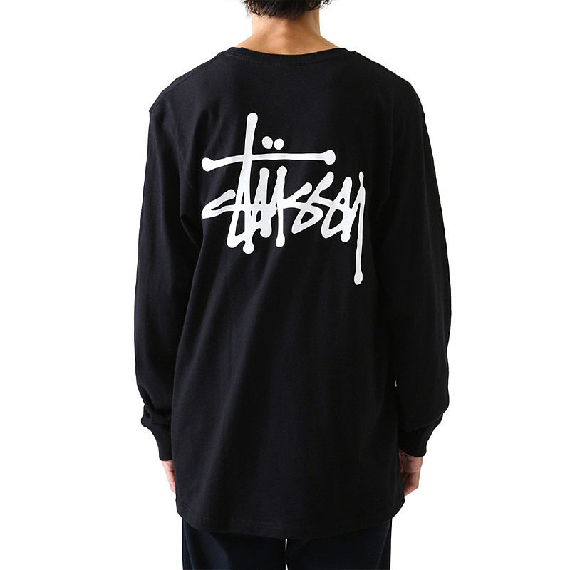 stussy斯图西basic男款经典印花logo长袖圆领恤卫t恤
