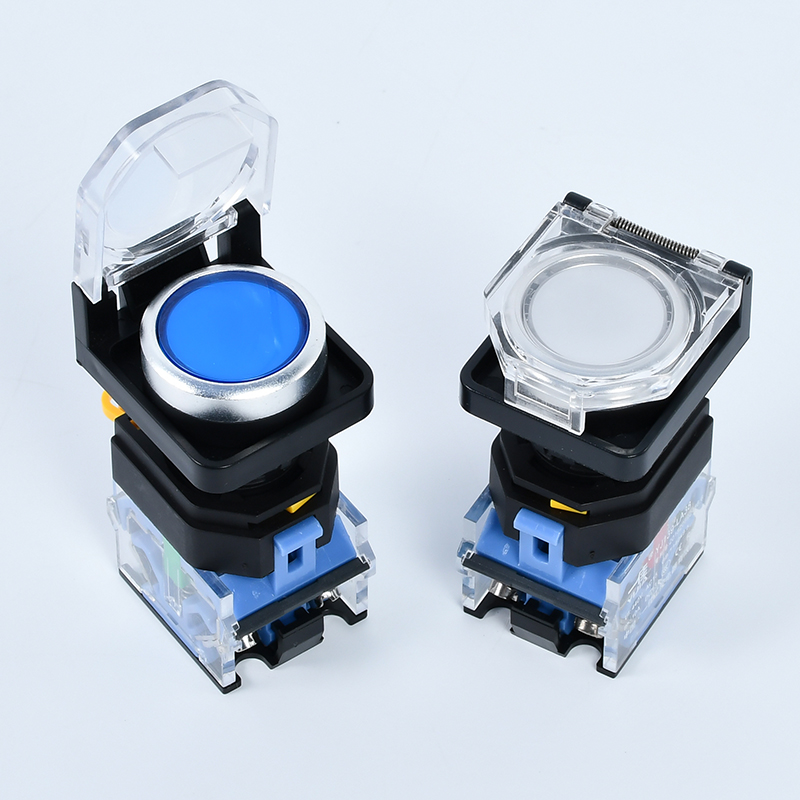 金属旋钮平钮按钮保护透明防护罩防误操作22mm按钮