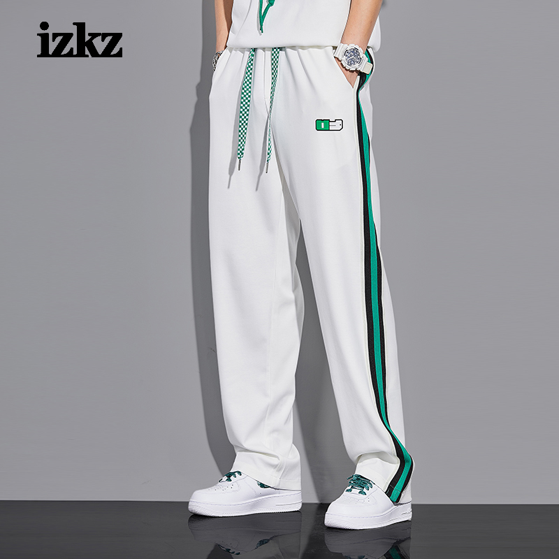 长裤男夏季薄款青少年运动裤直筒宽松垂感阔腿百搭潮流休闲裤套装
