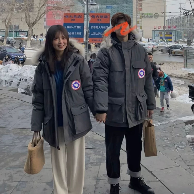 大鹅工装羽绒棉服男2021年冬季新款国潮情侣装ins加厚中长款外套