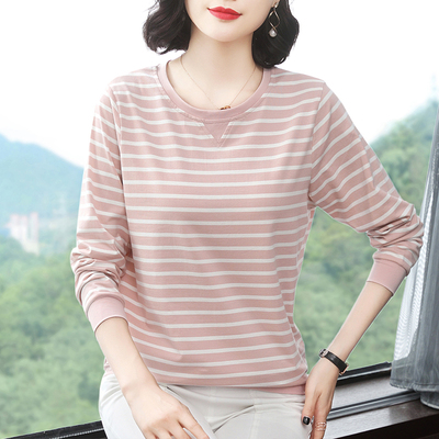 2020新款秋装妈妈中老年纯棉长袖t恤衫女 宽松洋气秋衣外穿打底衫
