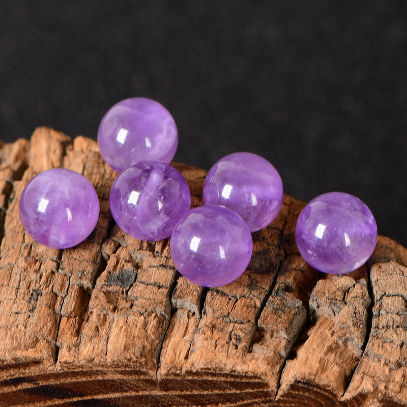 亮博天然薰衣草紫水晶珠子紫玉圆珠半成品diy手链其他diy饰品配件