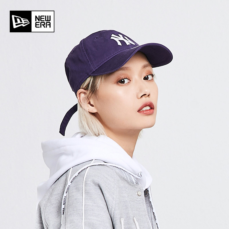 newera纽亦华弯檐帽子ny洋基队纯色软顶mlb运动帽