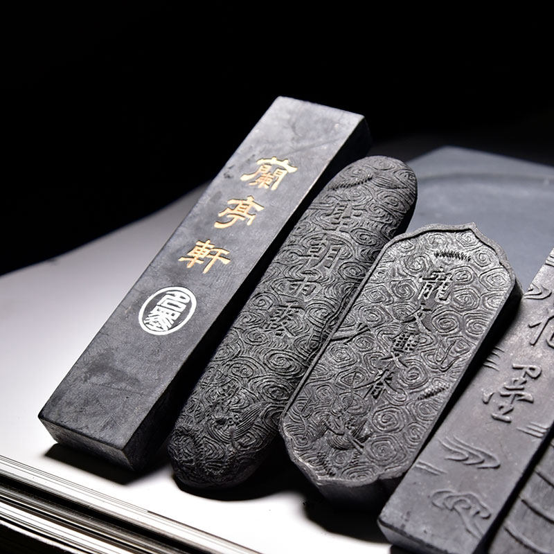 80年代徽歙老胡开文出口日本老墨樱花墨文房四宝小楷抄经用墨条墨块墨