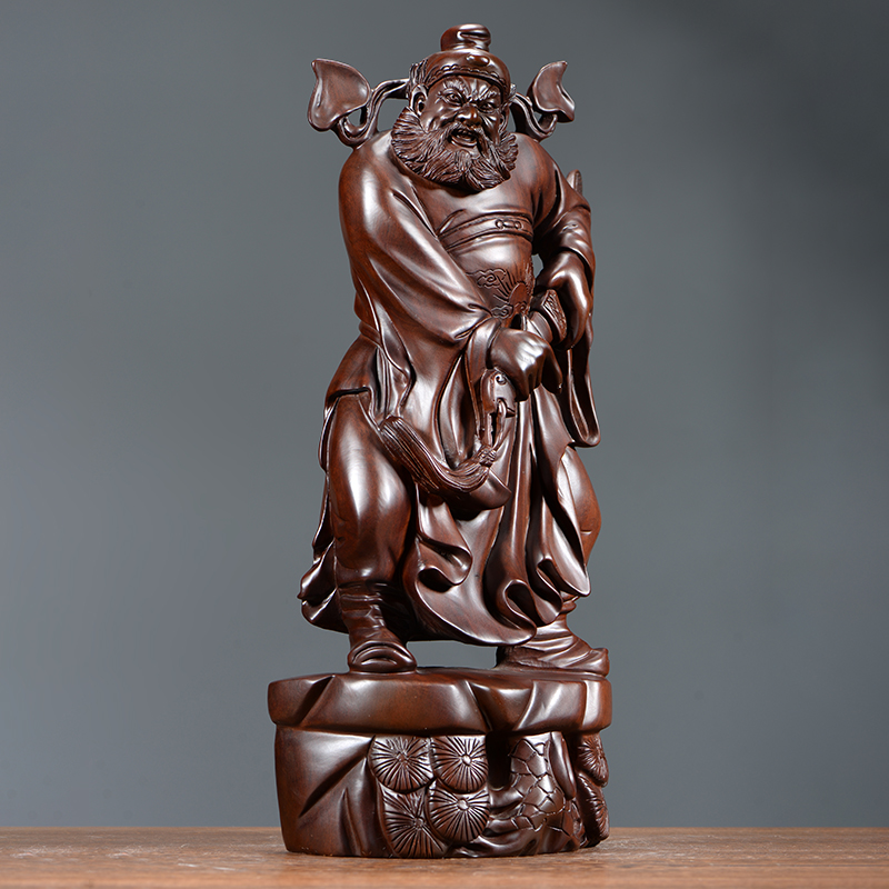 钟馗檀木木雕天师摆件福神像实木质根雕雕刻木雕