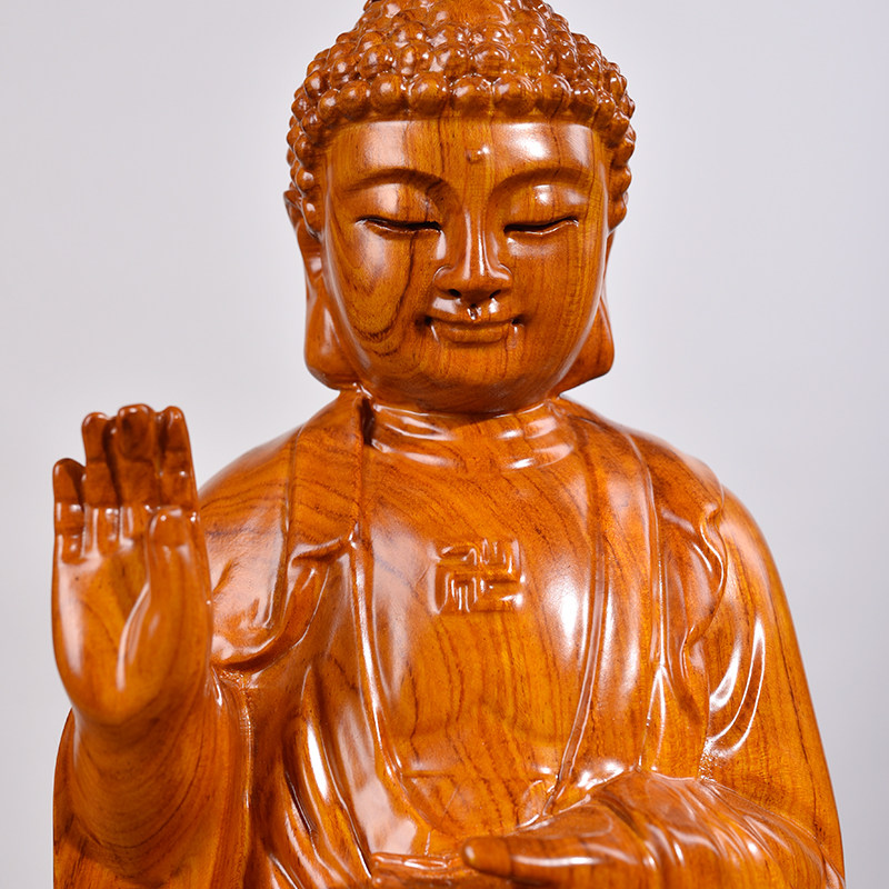 花梨实木雕刻释迦牟尼佛像摆件木头根雕大日如来木雕