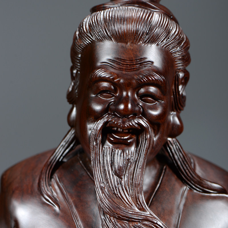 花梨实木雕刻神医华佗摆件檀木木头根雕医仙木雕