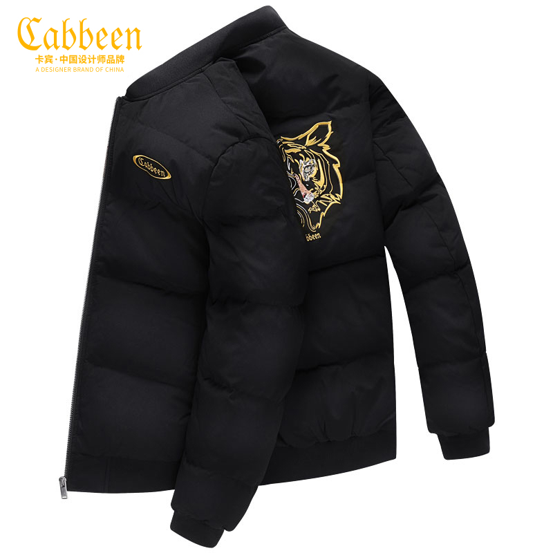 卡宾男装羽绒服男短款潮流2021冬季新款爆款保暖虎头刺绣男士外套