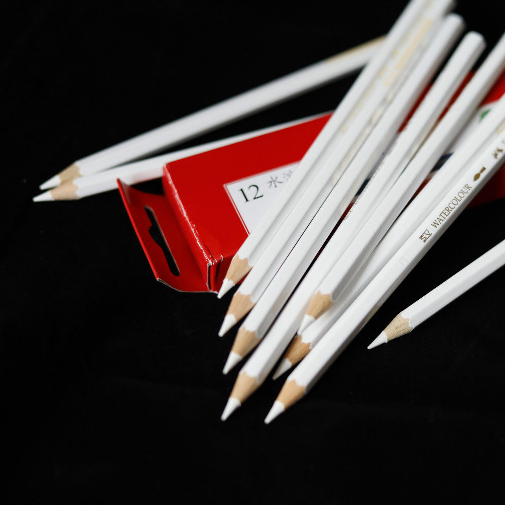 铅笔白色水溶性单支专业绘画填色手工画画画上铅笔