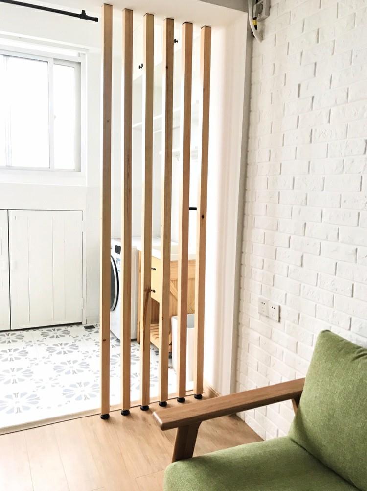 北欧实木屏风木条隔断格栅打孔餐厅日式入户办公屏风