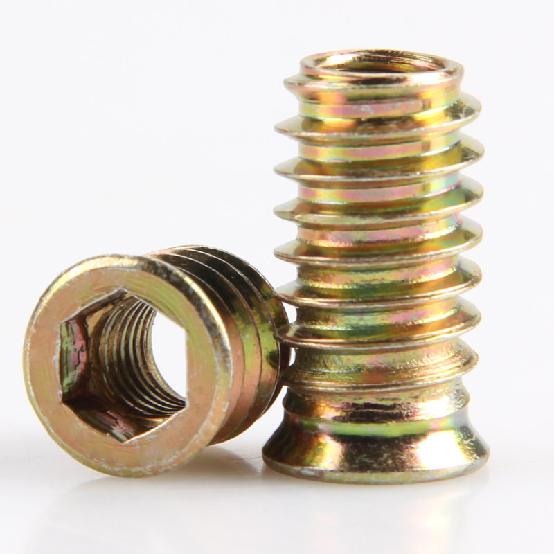 彩锌沉头六角预埋螺母内外家具螺丝帽梯形带介螺母