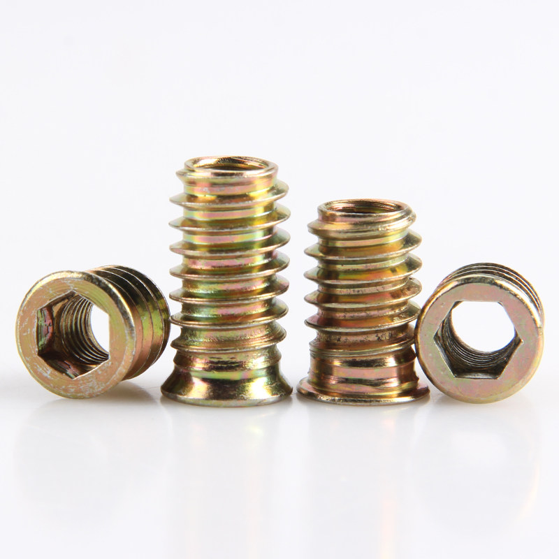 彩锌沉头六角预埋螺母内外家具螺丝帽梯形带介螺母