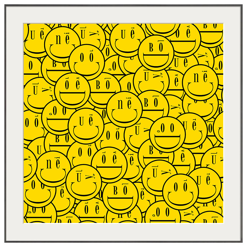 smile笑脸小众艺术装饰画黄色正方形客厅挂画餐厅现代装饰画