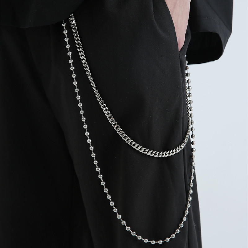 sapic潮流嘻哈金属牛仔裤西装裤链男女情侣ins链条