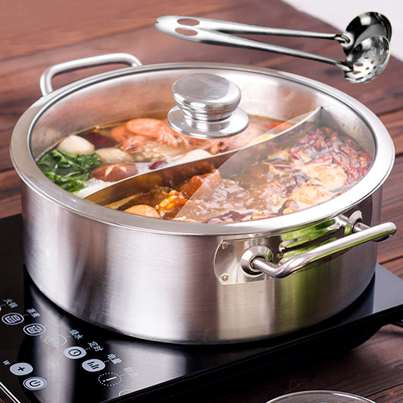 火锅鸳鸯不锈钢电磁炉专用加厚涮锅大容量家用盆锅具火锅