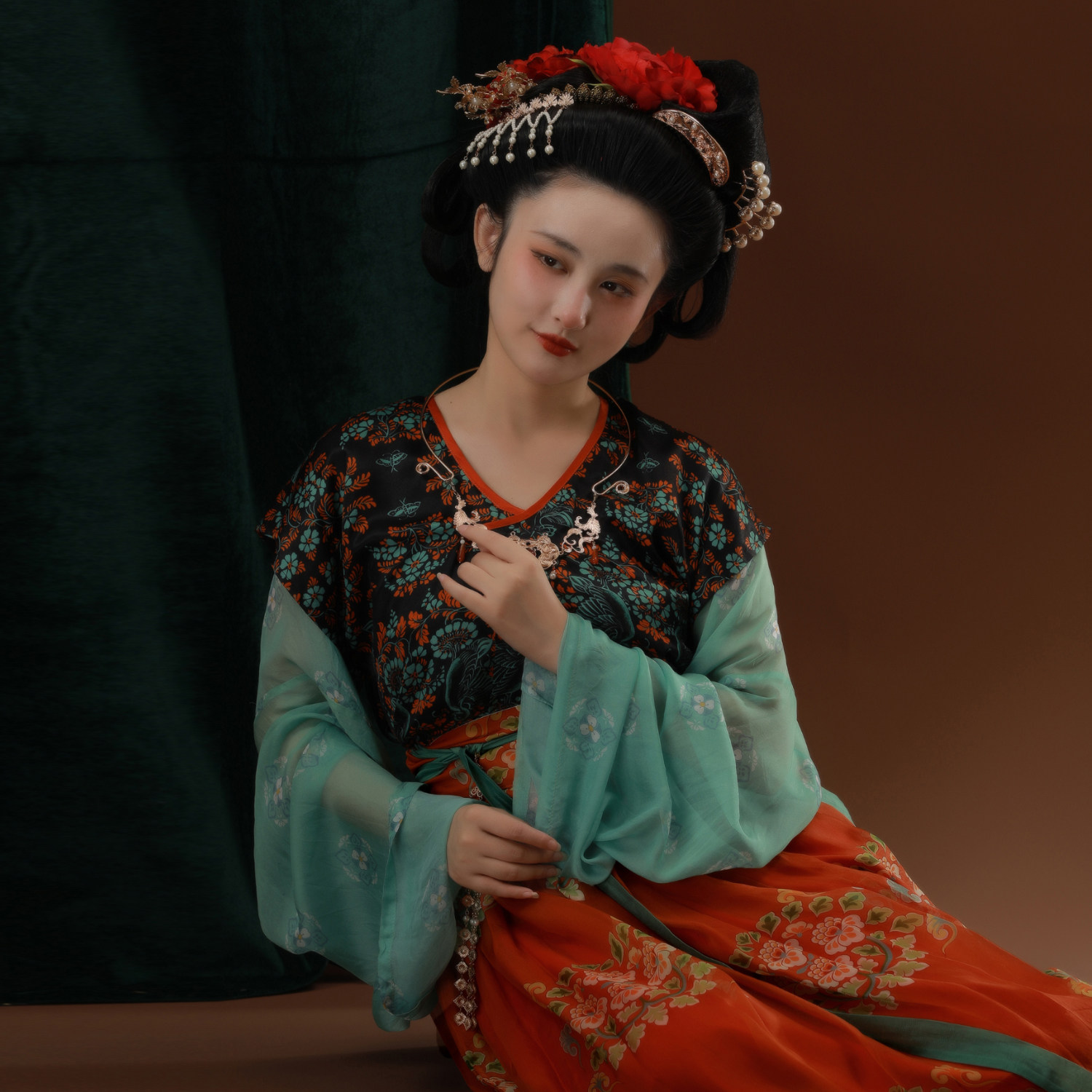 真丝小蛮坦领半臂名堂2021年原创汉服女秋季唐制汉服