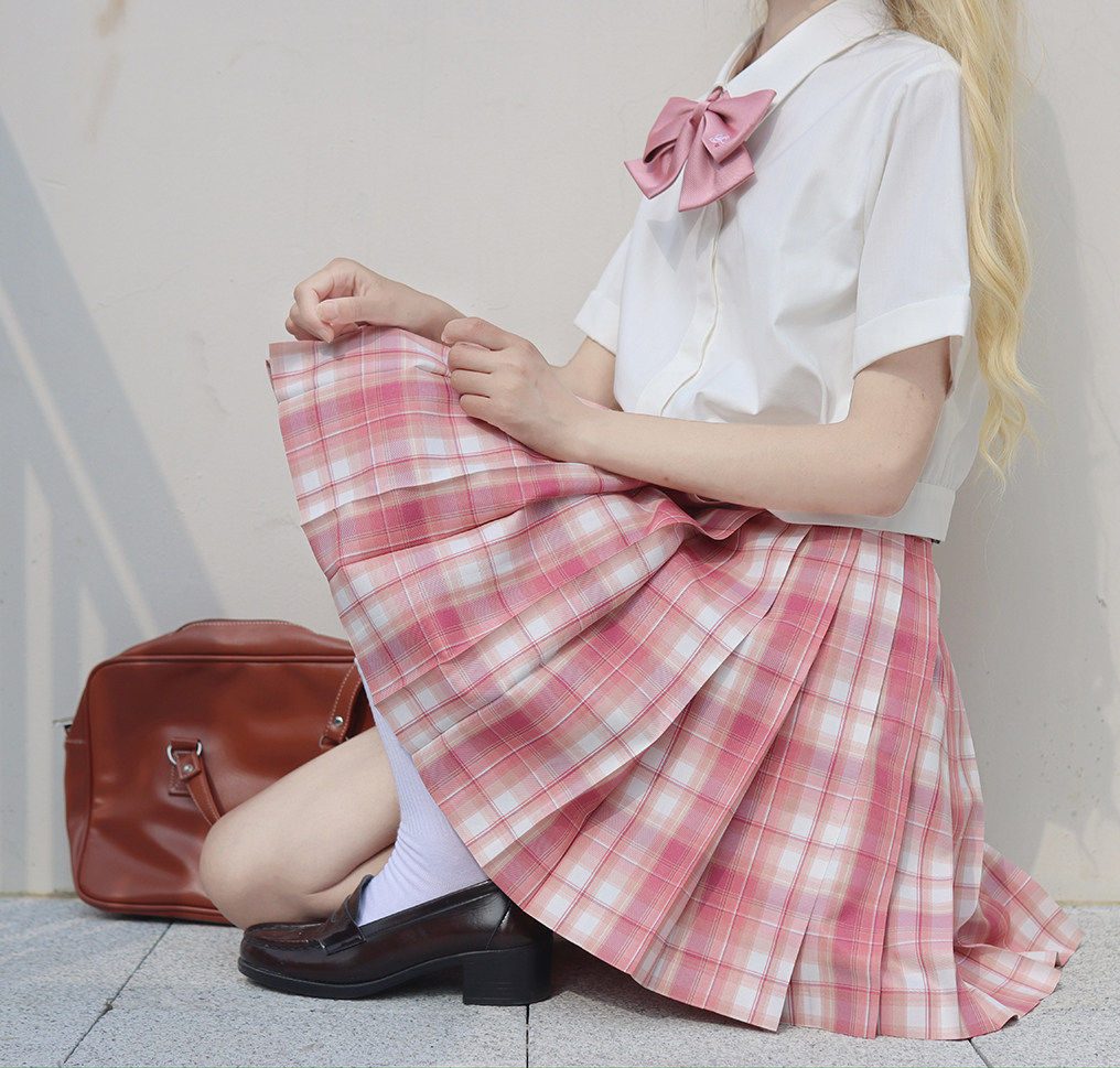 制服半身日系校园粉格七夕格裙jk动漫服装