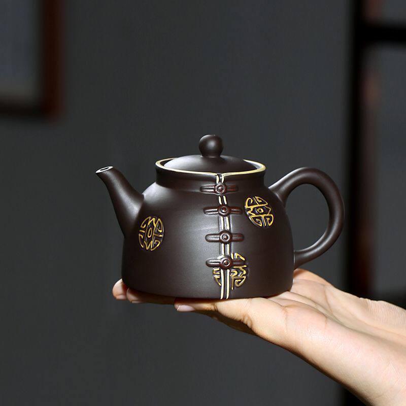 紫砂茶壶唐装创意泡茶单壶商务礼品直发可加保温炉