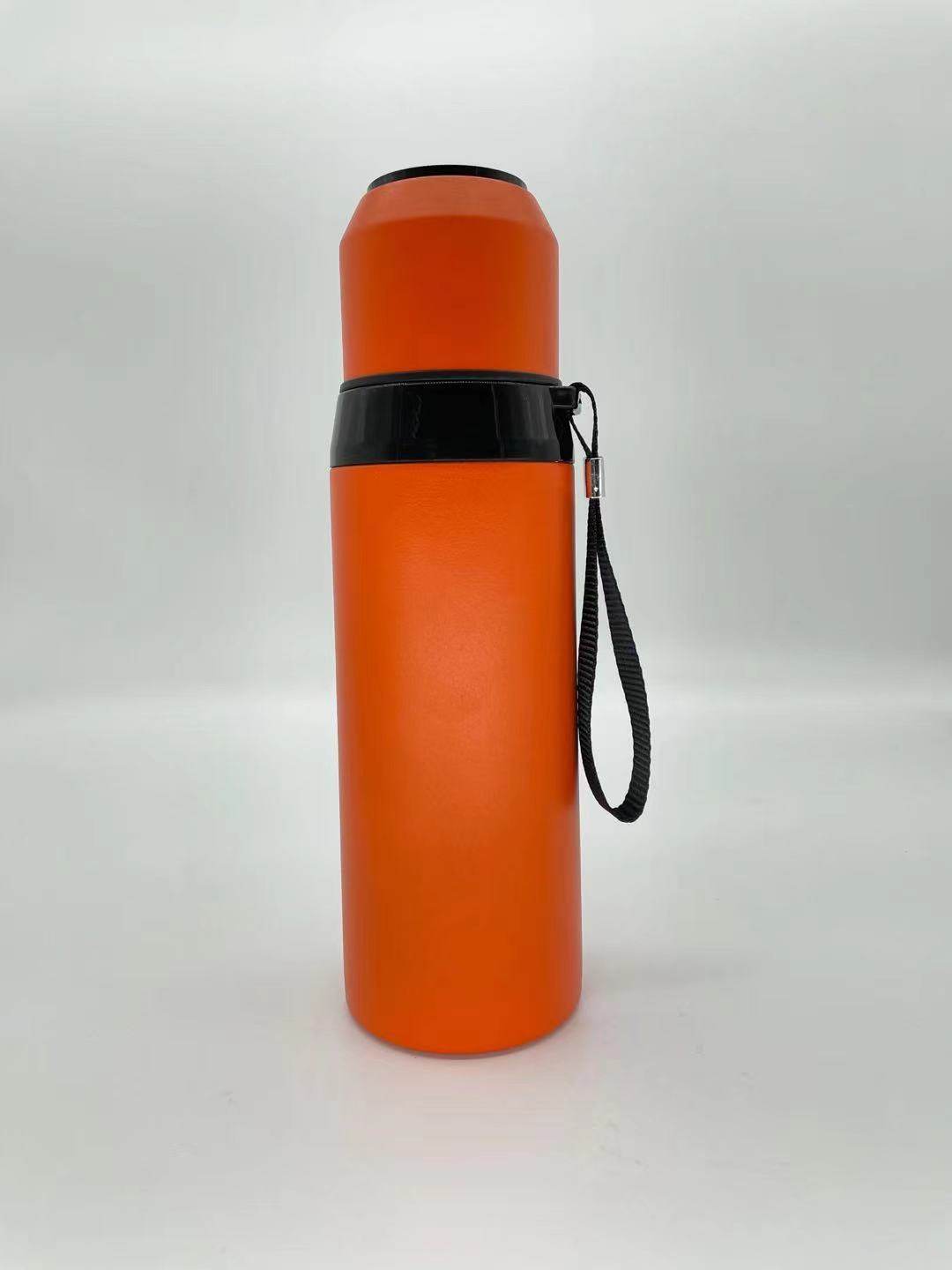 现货家用橙色大容量水杯不锈钢运动旅游保温壶可花茶机