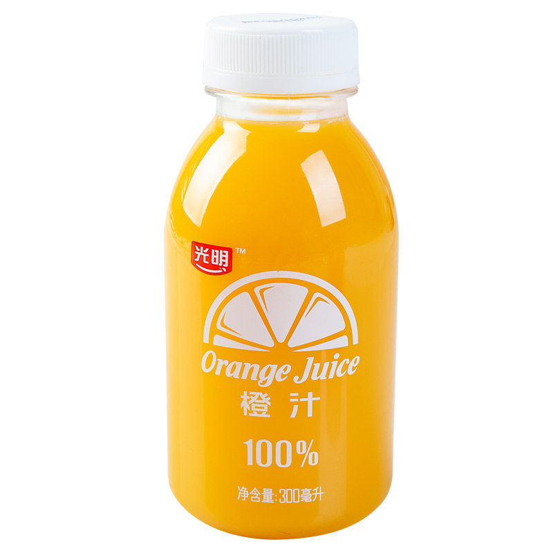 光明100橙汁饮料纯果果汁果味饮品300ml透明纯果蔬汁