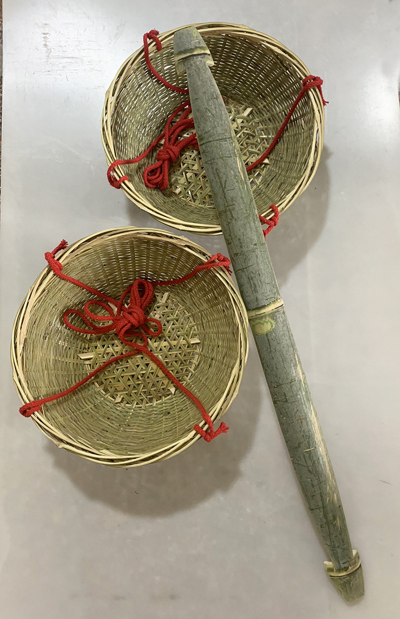 扁担玩具竹筐幼儿园箩筐竹篓练习平衡户外成人竹编