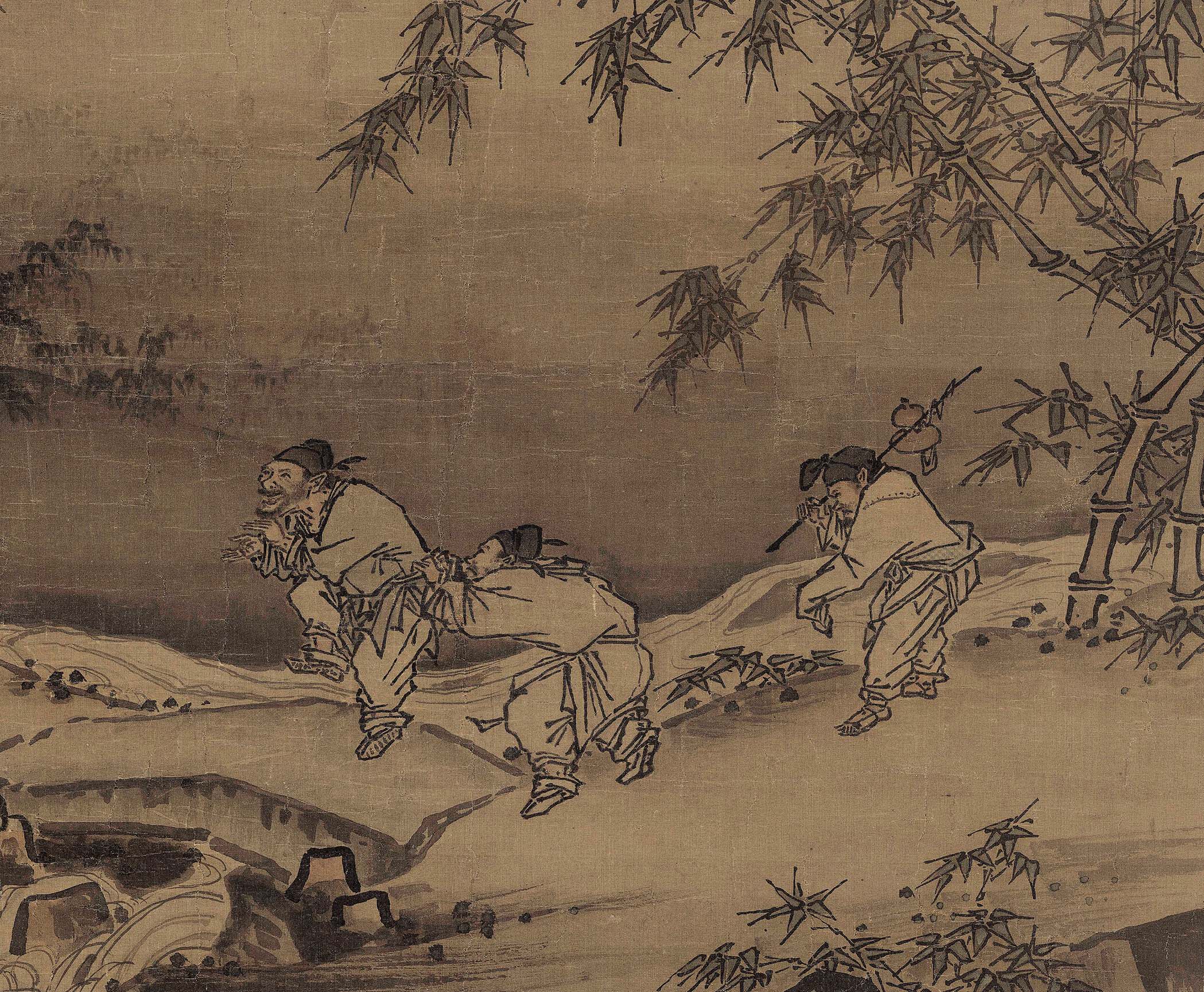 宋马远临摹复制清微高清微踏歌挂画装饰画客厅国画国画