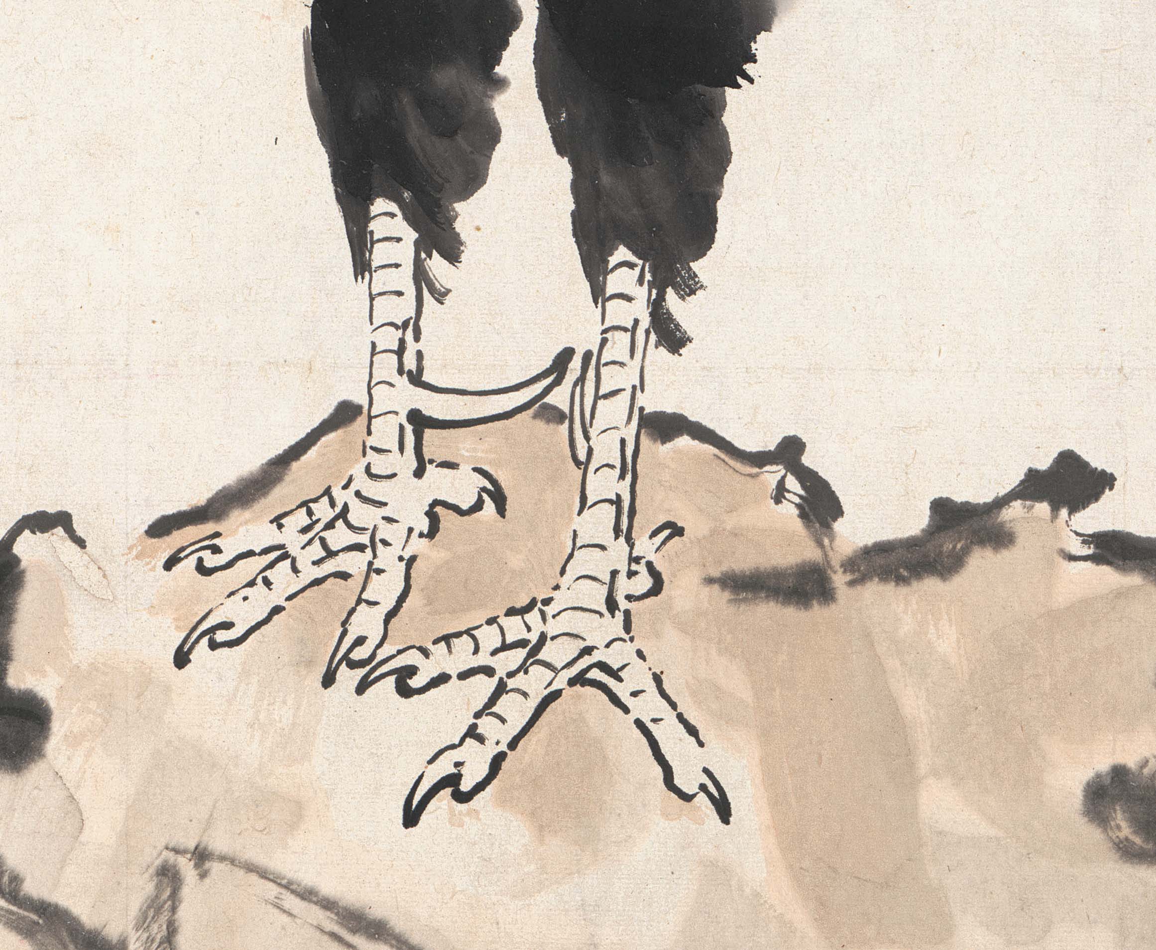 徐悲鸿清微装饰画玄关客厅复制雄鸡高清微报晓金鸡国画