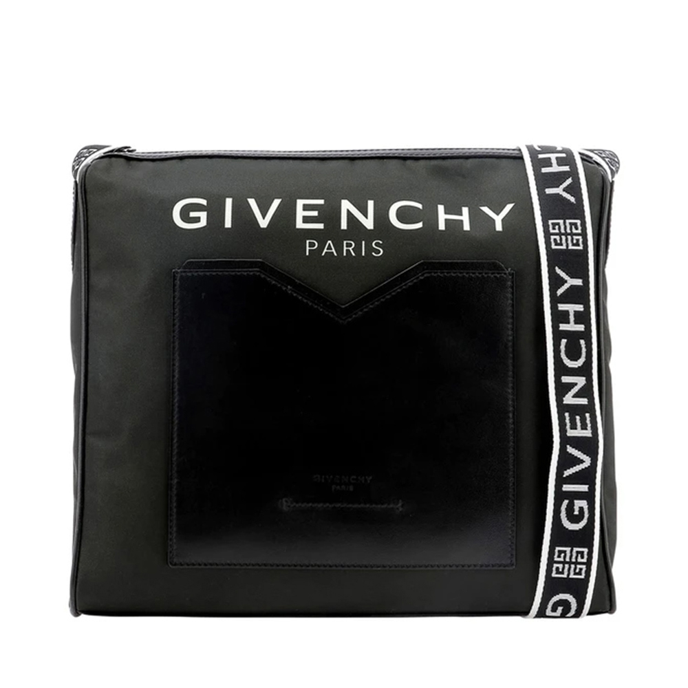 givenchy纪梵希男士黑色字母小牛牛皮斜挎包男包手拿男士包袋