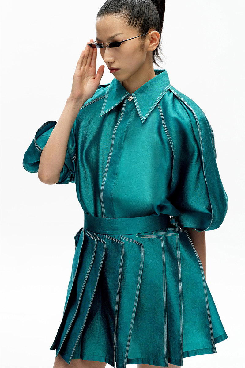 angelchen陈安琪安琪aw20原创设计褶裥衬衫外套衬衫