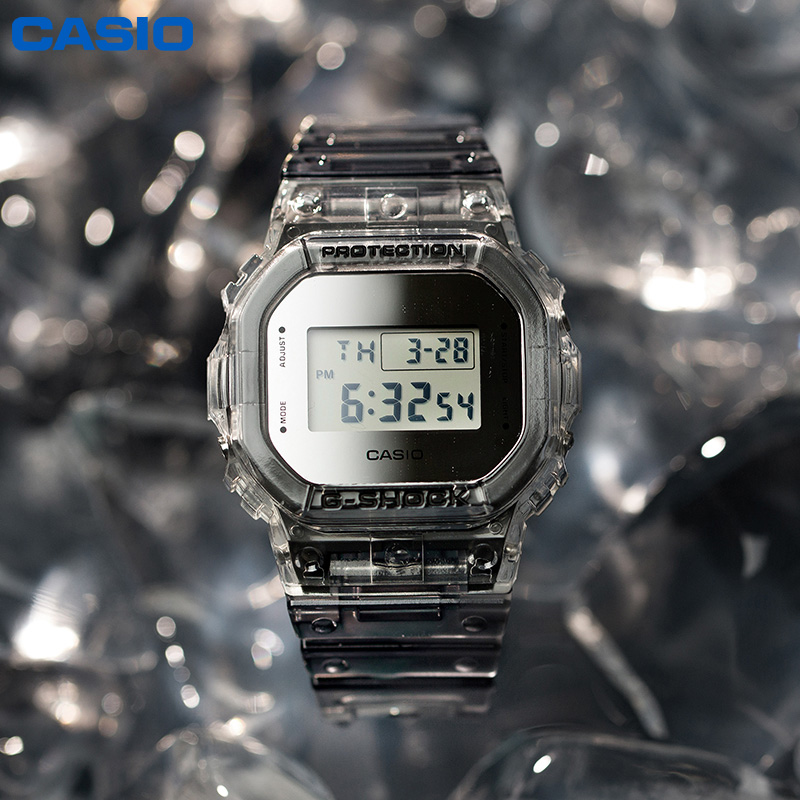 casio卡西欧半透明小方块gshock冰韧系列潮流运动手表男dw5600sk