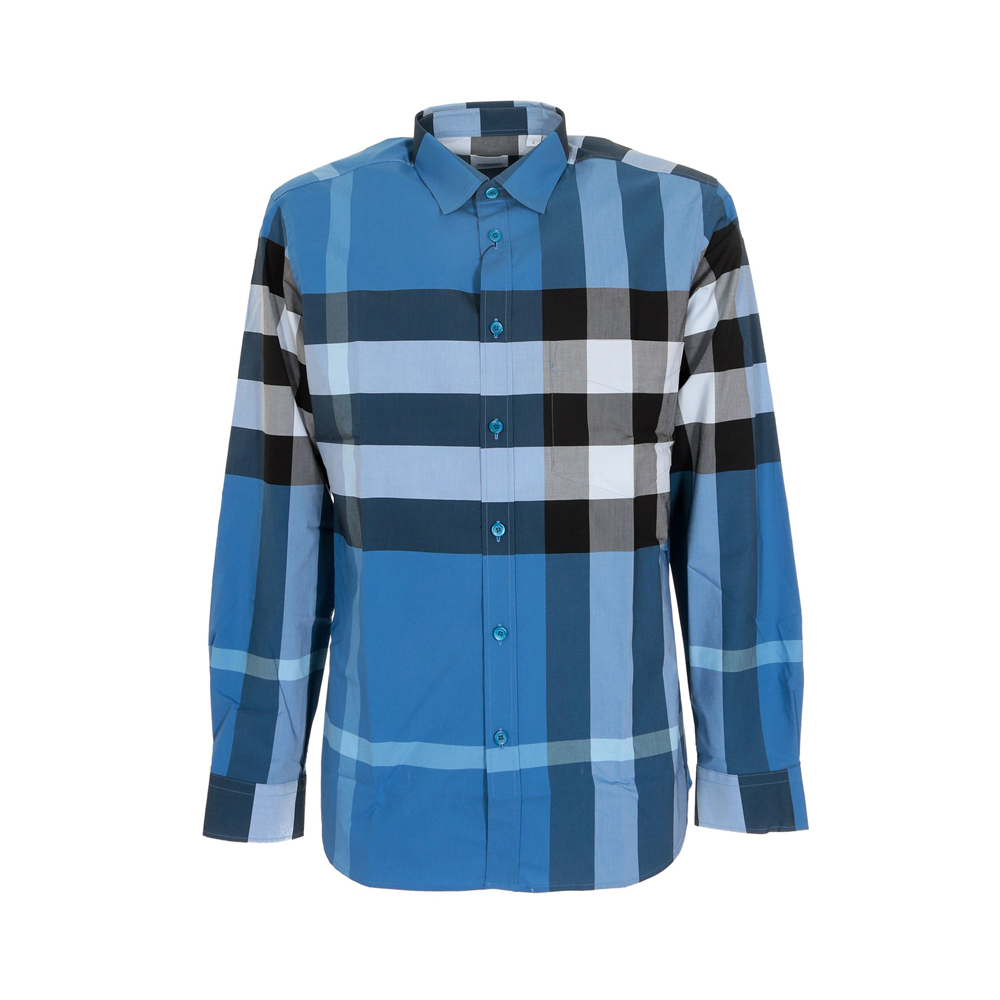 burberry博柏利春夏男士藏蓝蓝色衬衫新款时尚典格衬衫